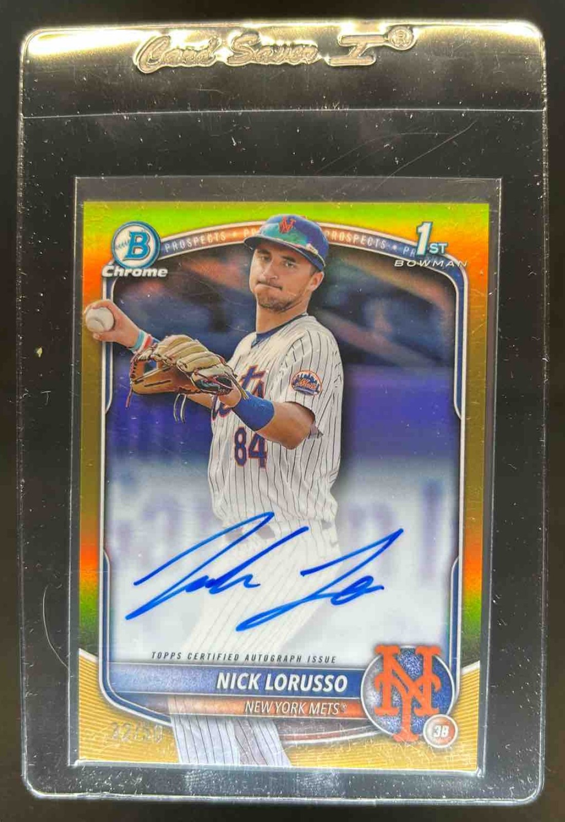 2025 Bowman Chrome Nick Lorusso Auto Gold Refractor 1st Prospect #/50 Mets