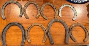 Lot Of 8 Vintage Antique Steel Horseshoes ! Great Western Cowboy Decor!