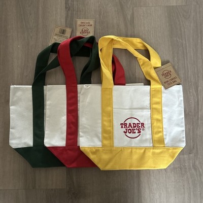 Trader Joes Mini Canvas Tote Bags - Set of 3