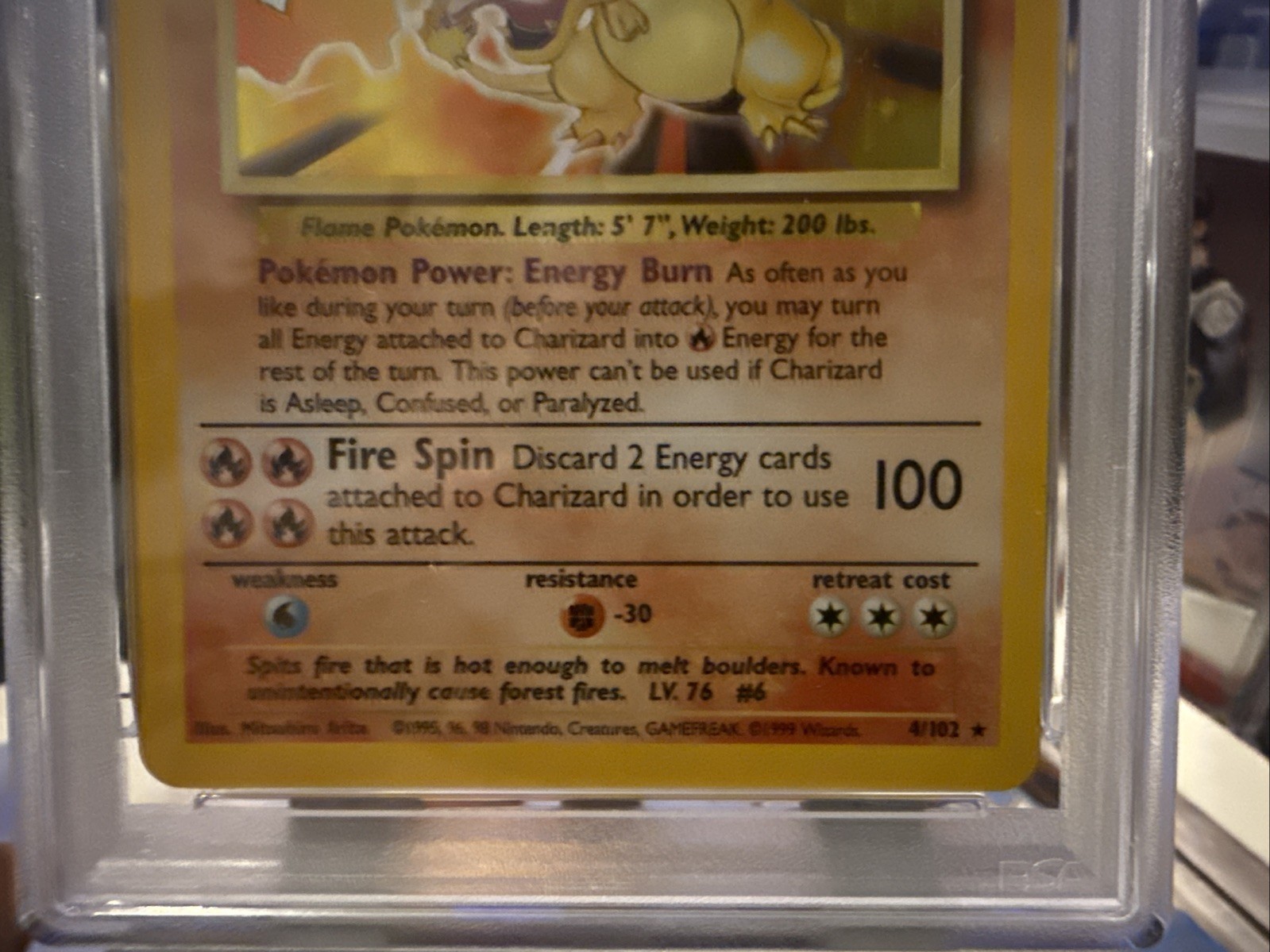 1999 Pokémon Base Set Unlimited Charizard — PSA 5 Holo 4/102🔥 view 6