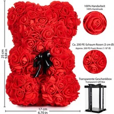 Rosenbär Schaum Bär Blumen Rosen Teddybär Hochzeit Geburtstag in Geschenk Box