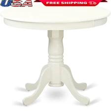 Round Dining Table Pedestal Base Elegant Wood Kitchen Furniture Easy Assembly US