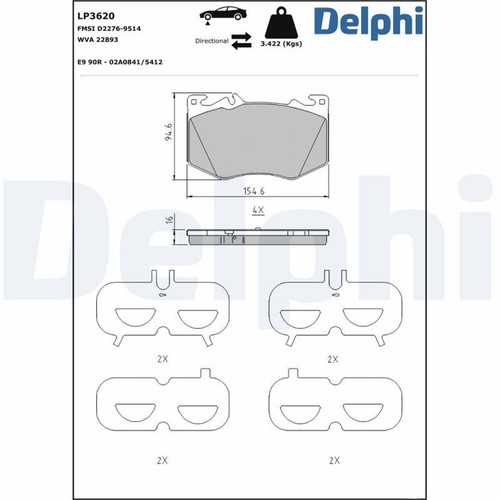 DELPHI Dischi Freno 280mm + Pastiglie Anteriori Adatto A per Hyundai