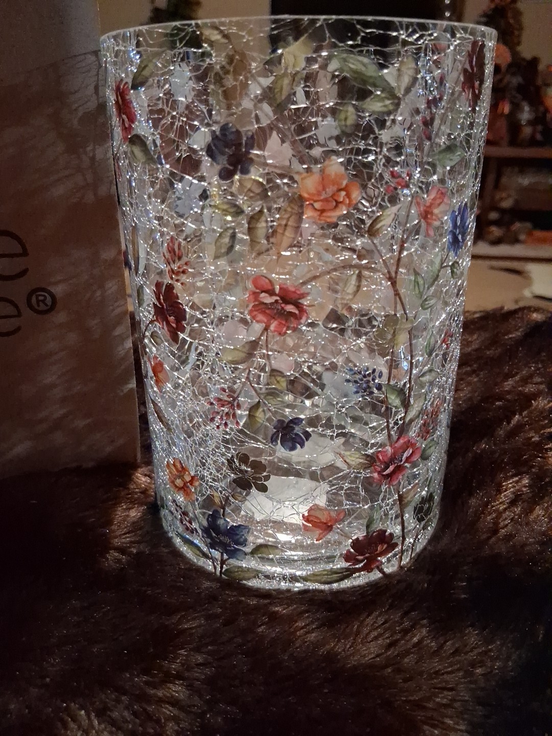 NIB Yankee Candle 7" CRACKLE FALL FLORAL "2025" Jar Candle Holder