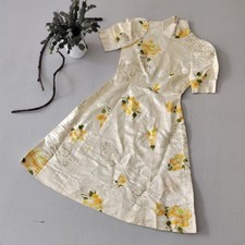 Vintage Cream Handmade Handpainted Chinese-Inspired Dress ~Sz 10