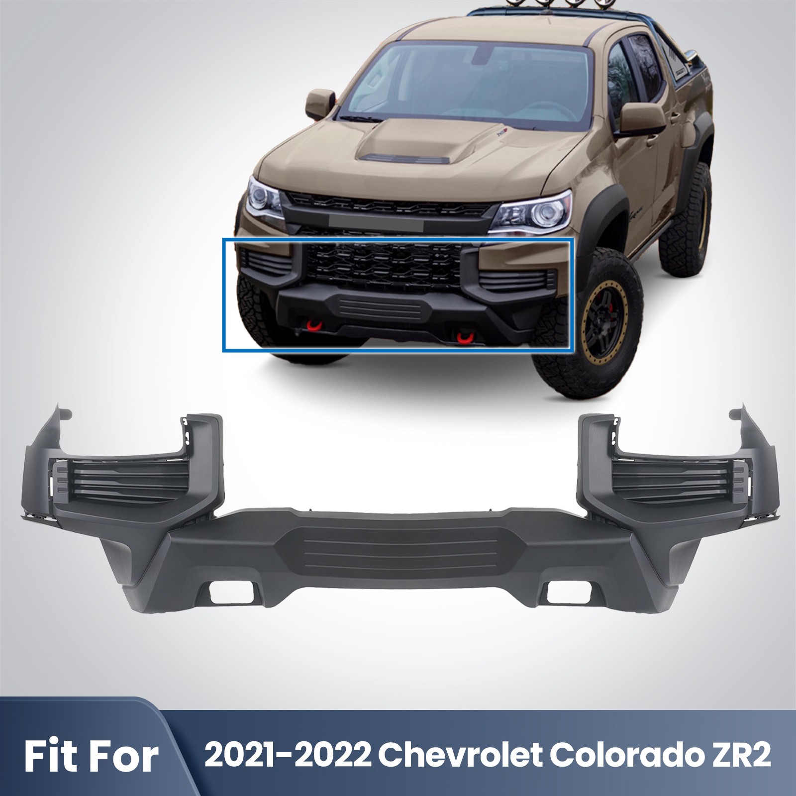 For 2021-2022 Chevy Colorado ZR2 Front Bumper Black Primed w/ Off Road Package