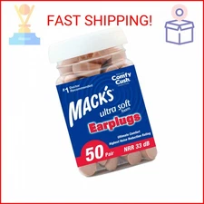 Mack's Ultra Soft Foam Earplugs, 50 Pair - 33dB Highest NRR, Comfortable Ear Plu