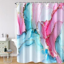 Uiiooazy Pink Shower Curtain, Blue Marble 72"W x 72"L Pack of 1 ,