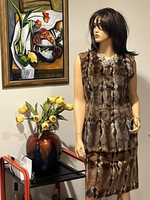 Fendi suit vest fur super soft vintage beautiful multicolor print