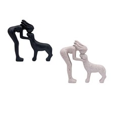 Women and Dog Statue Decoration Mom Gifts Cute Ornament Collectible Resin Crafts