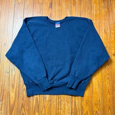 Vintage Champion Reverse Weave Sweatshirt Mens Size Large Blue Blank Pullover