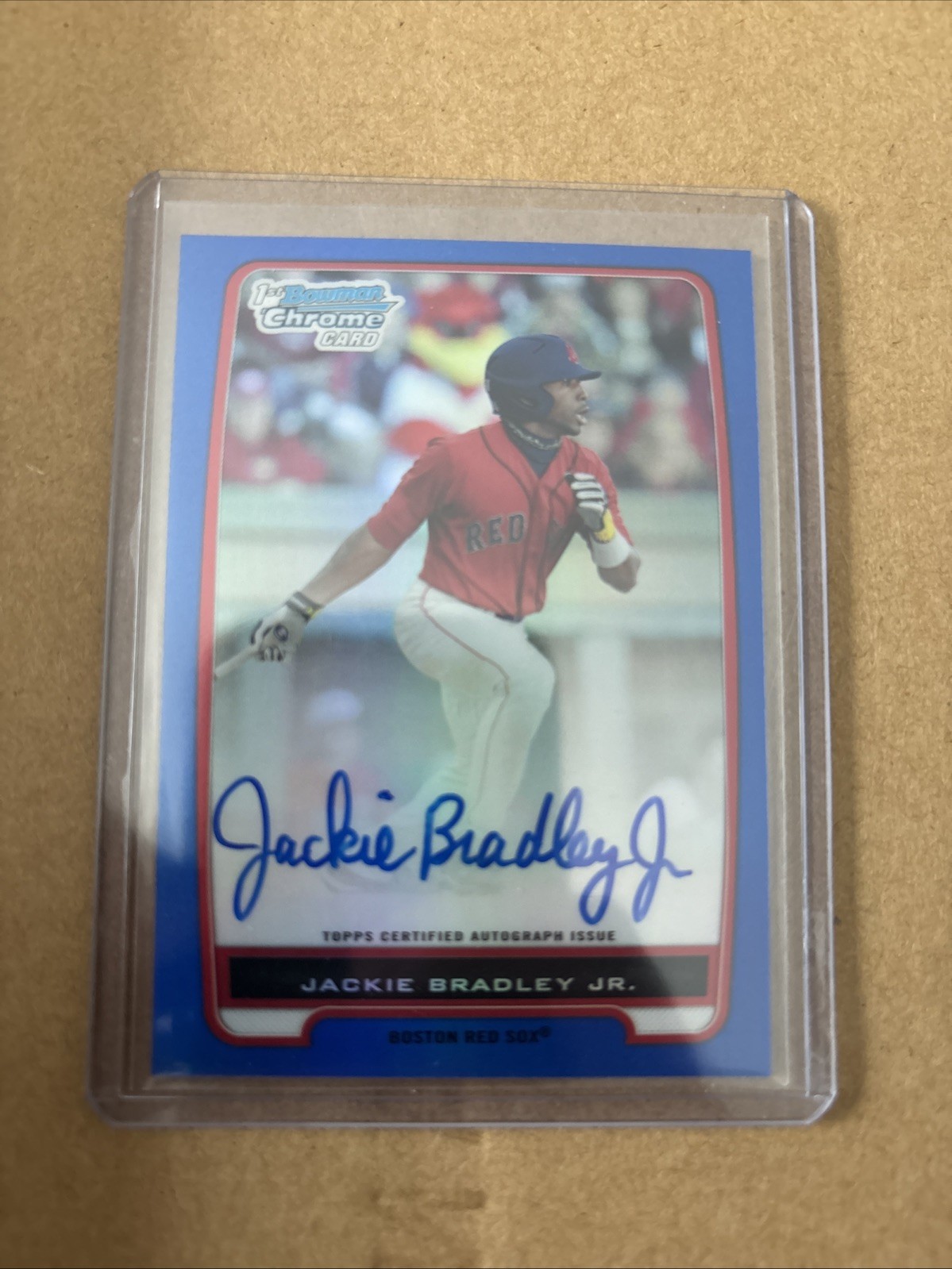 2012 Bowman Chrome Auto Jackie Bradley Jr. #BCP66 Blue Refractor /150 Autograph
