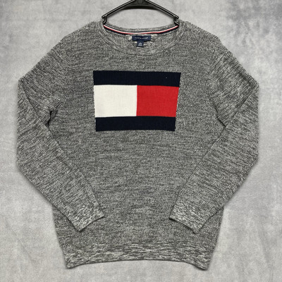 Tommy Hilfiger Knit Pullover Sweater Boys XL 16 - 18 New W/O Tags Gray Bog Logo