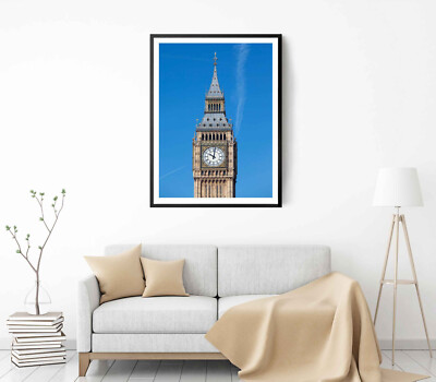 Big Ben Tower View Print, US Wall Art, Blue Sky Framed London Wall Art, City