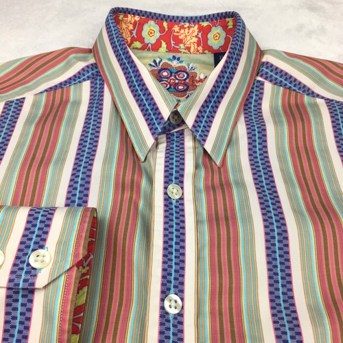 Robert Graham Shirt Mens XL Multicolor Contrasting Trim Long Sleeves - Bild 4 von 11