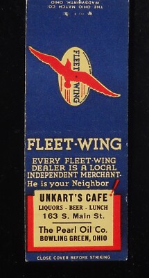 1940s Unkart's Cafe Liquors Beer Lunch Fleet-Wing Gas Pearl Oil Bowling Green OH