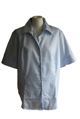 L498 Hakro blouse business shirt blouse work blouse non-iron short sleeve light blue size 46