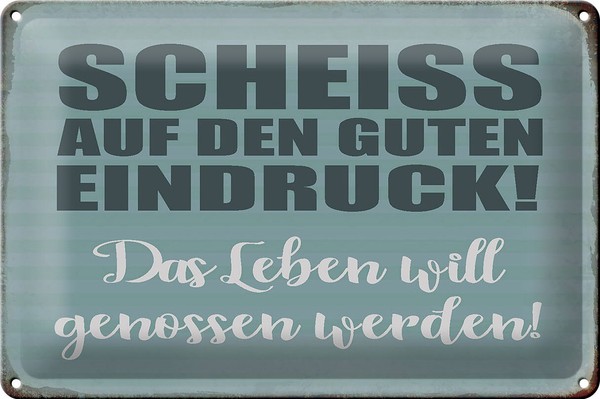 Blechschild Spruch 30X20 Cm Scheiss Guten Eindruck Geschenk Deko Schild Tin Sign-image
