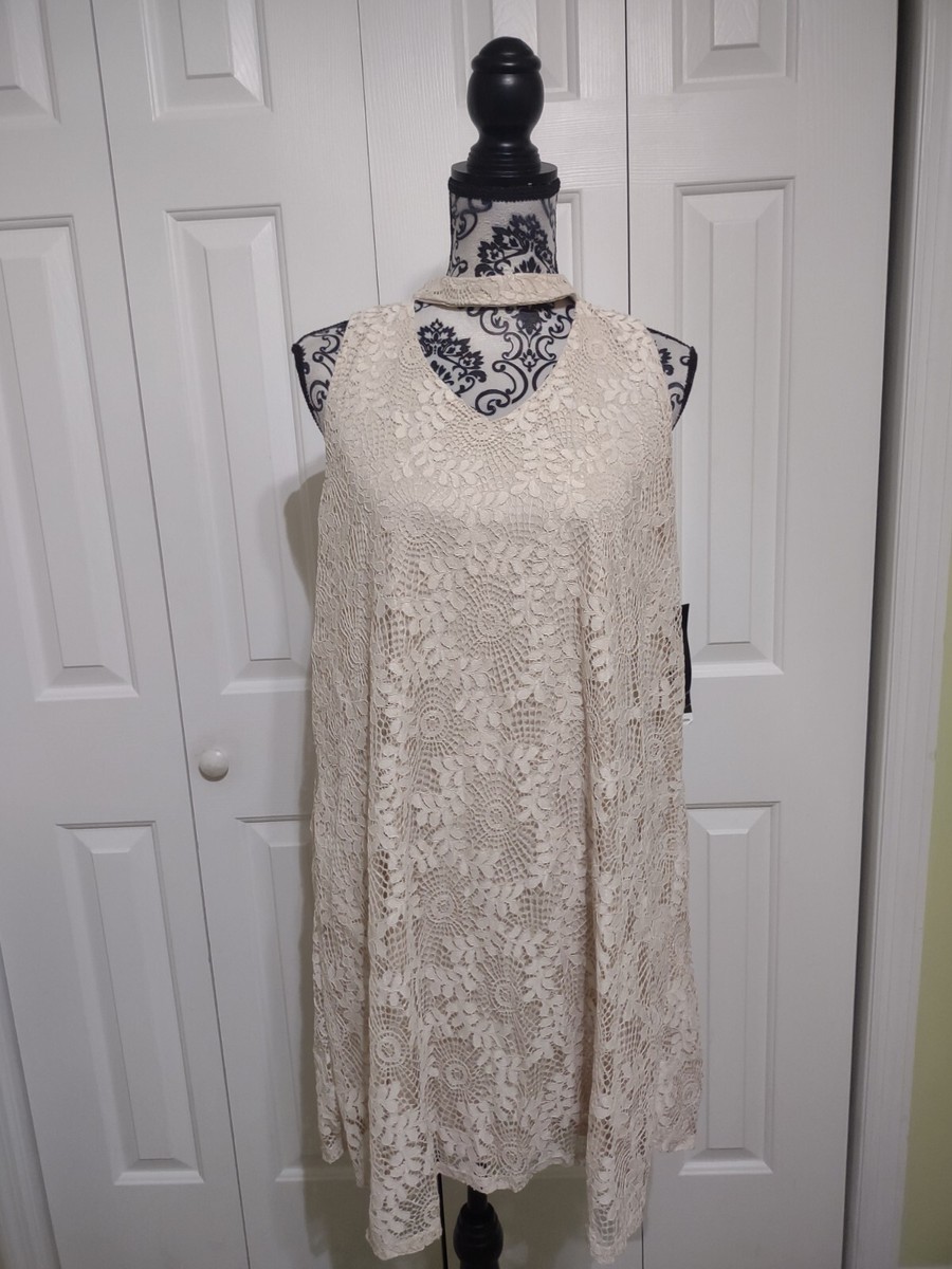 Perceptions New York Dress Lace Sleeveless Style Back keyhole Cream 12P