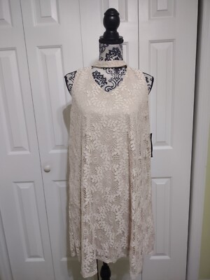 Perceptions New York Dress Lace Sleeveless Style Back keyhole Cream 12P |  eBay