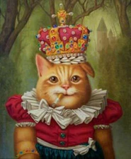 LMOP1321L 100% handmade painted smoking cat with hat oil painting art on canvas