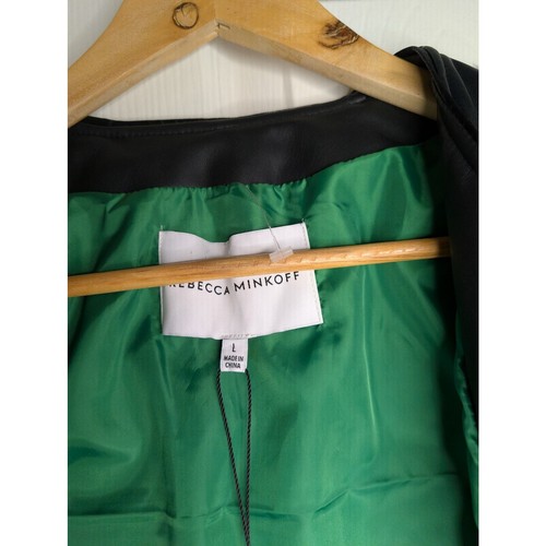 Rebecca Minkoff Faux Leather Black Square Quilted Racer Jacket Large - Picture 8 of 8