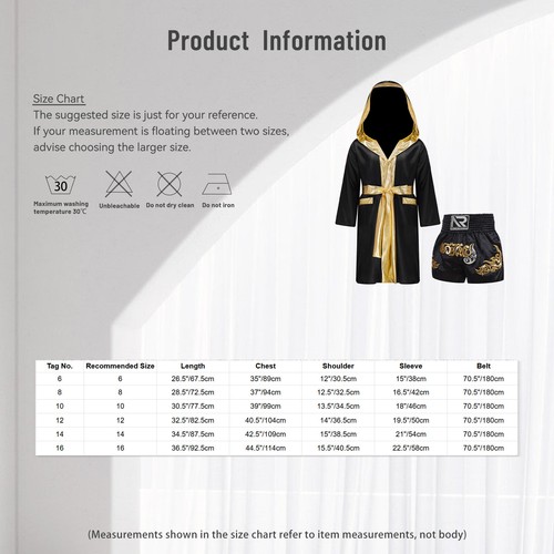 Kids Boys Robe+Shorts Side Split Costume Stage Performance Boxing Outfit Soft - Picture 4 of 87