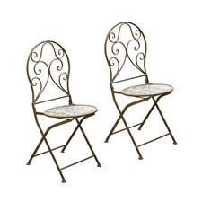 Gartenstuhl 2er-Set Lani Antik Metallstuhl nostalgisch Klappstuhl HTI-Living