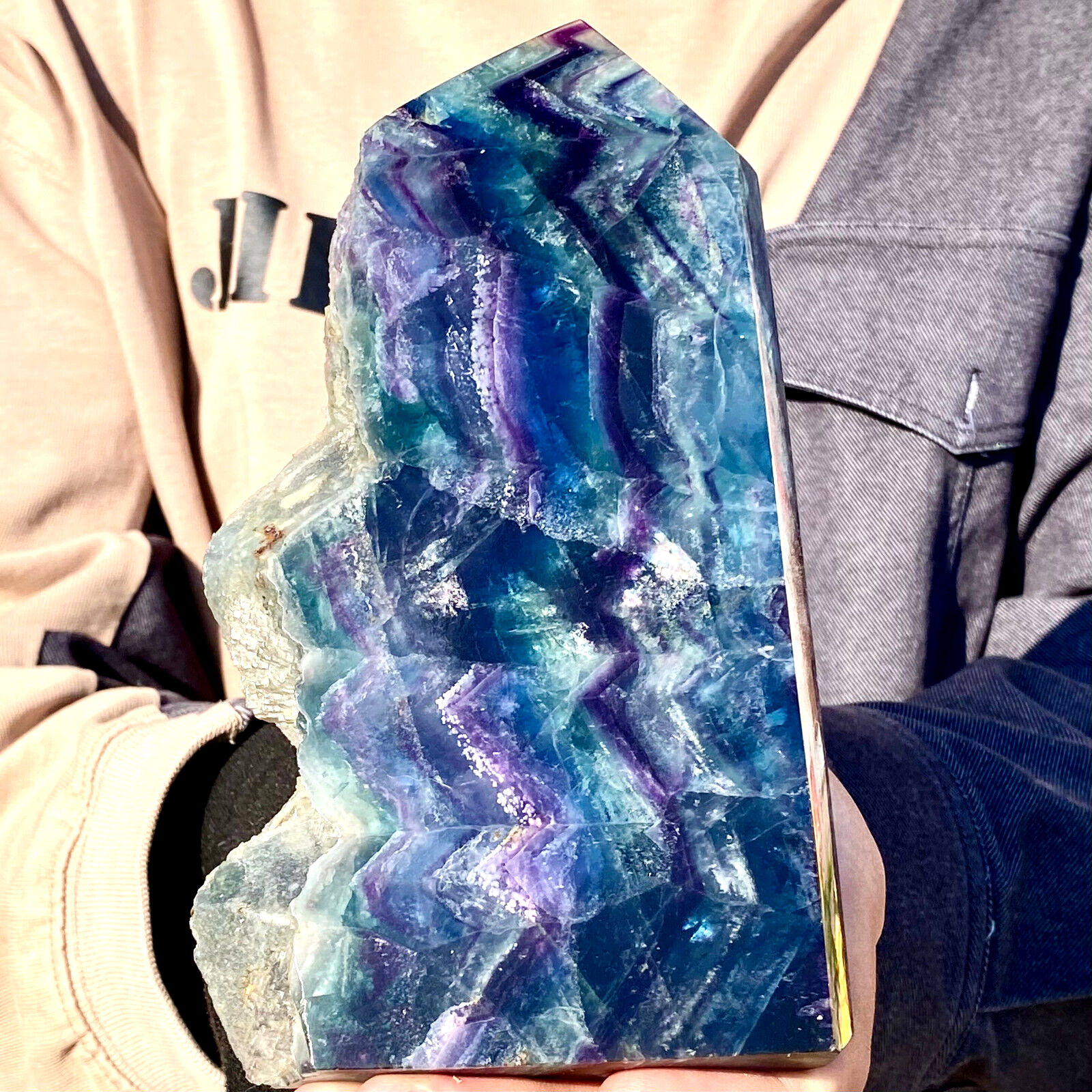 2.18LB Natural Rainbow Fluorite Crystal Flake Raw Stone Specimen
