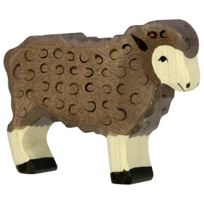 HOLZTIGER Schaf, schwarz, stehend 80075 auch für Krippe, Krippenfigur