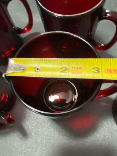6 Vintage Ruby Red France Arcoroc Glass Coffee or Tea Cups 8 oz Retro 70's - Picture 14 of 18