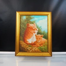 Big Cats Mother Lion With Cub D. Fedele Signed Framed Art Print