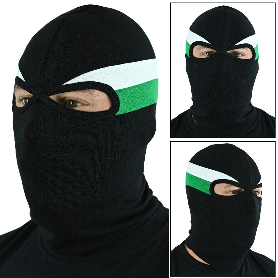 EXTREME ADRENALINE Sturmhaube Balaclava Hooligans Ultras Schwarz Weiß Grün Wolfsburg Fürth Werder