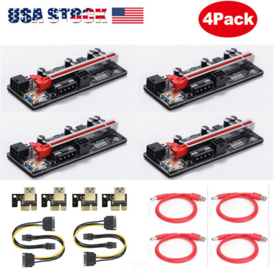 4 Pcs USB3.0 PCI-E 1x to 16x Powered GPU Riser Extender Adapter Card VER 009s