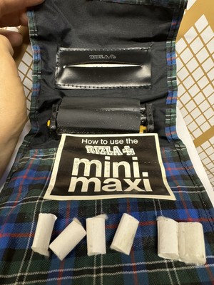 Blue Plaid Mini Maxi Rizla Rolling Machine, 6 filters 1 Rizla limited Red  Rare!