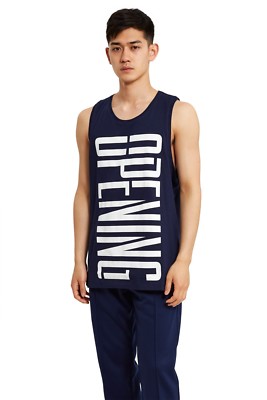 OPENING CEREMONY Men's 'Stretch Logo' Tank Top SMALL Navy Blue w/ White Text NWT