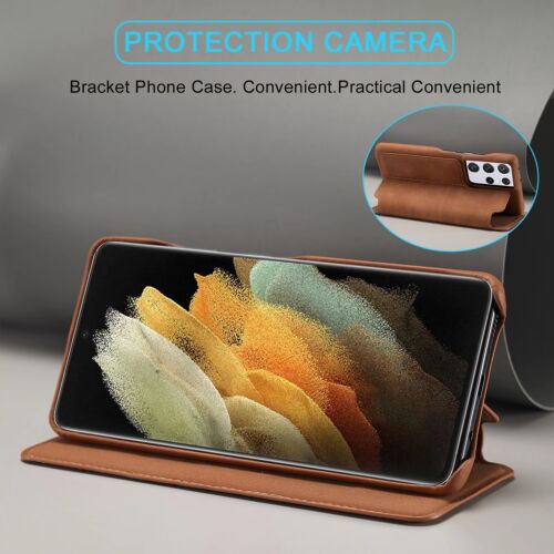 Retro Leather Flip Stand Case Cover For Samsung A13 A54 S20 FE S21 S23 S24 Ultra - Picture 4 of 21