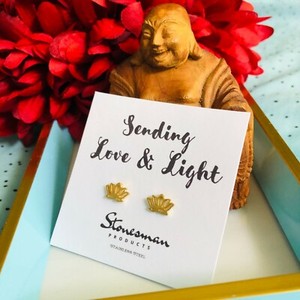 Authentic Lotus Stud Earrings - Sending Love & Light -Gold Plated Earrings