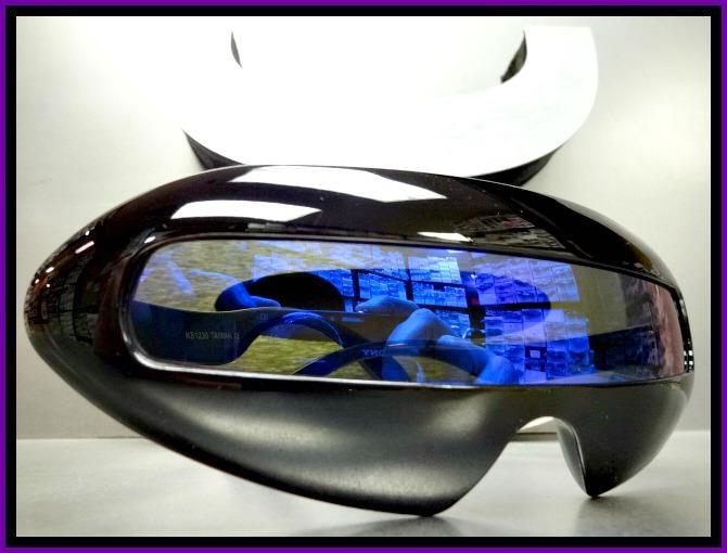 Occhiali Da Sole A Scudo Futuristici Space Robot – Grandi, Con Lenti Blu Specchiate UV400