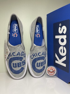 Keds Chicago Cubs MLB Baseball Women Shoes Slip-On Sneaker Gray Size  New