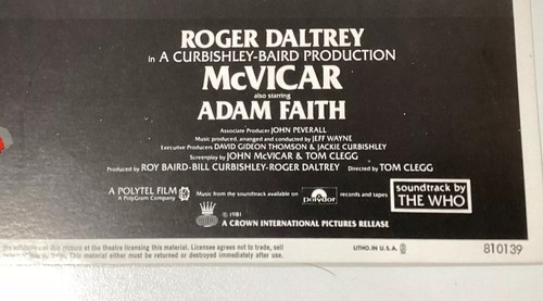 McVicar 1981 Movie LOBBY CARD #3,7 & 8 Rodger Daltrey The Who Adam Faith Rock - Picture 12 of 23