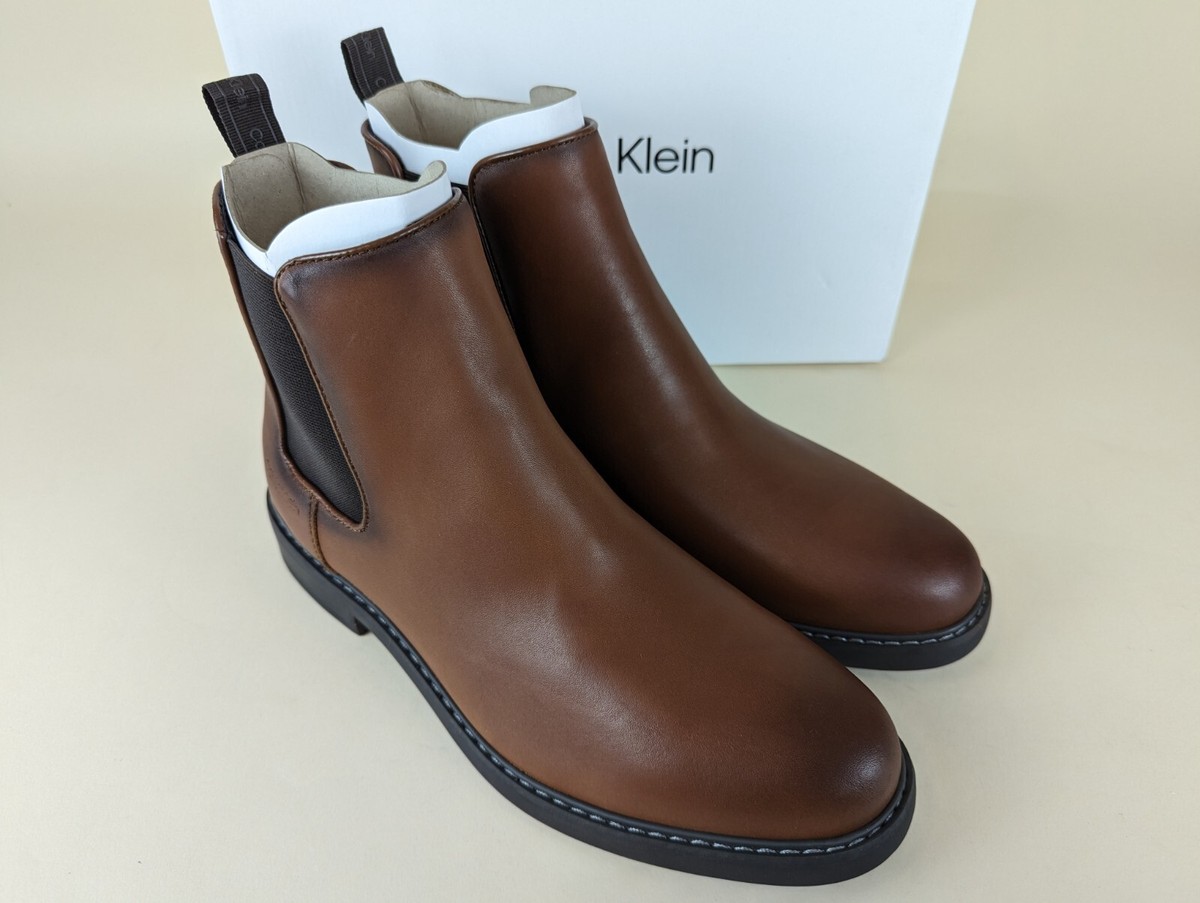 Calvin Klein Fenwick Chelsea Boots Mens 12 Brown Leather Pull On Shoes NWB Calvin Klein Chelsea Boots for Men for Sale - Shop New  main image 4