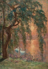 Marie-Joseph Iwill : "The Lake of Love - Weeping Willow" - Giclee Fine Art Print