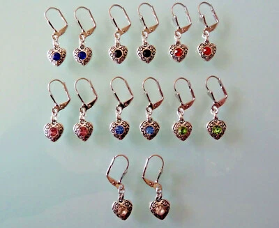 Trachtenschmuck Oktoberfest Ohrringe mit Herz Brisuren Strass 7 Varianten Neu