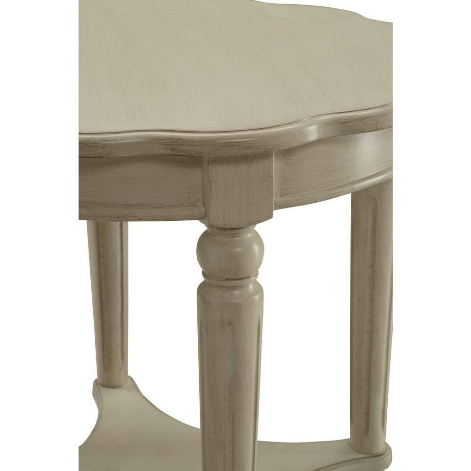 Fordon 24 in. Antique White Round Wood End Table, Open Storage eBay