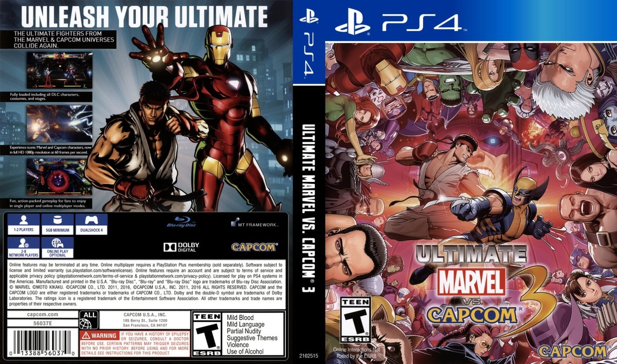 家庭用ゲームソフト ULTIMATE MARVEL VS CAPCOM 3 PS4 Ultimate Mrvel vs. Capcom 3 PS4 Box Art Case Insert Cover
