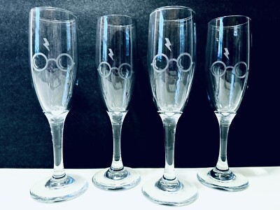 Harry Potter Set Of 4 Etched Eyeglasses & Scar Champagne Flute Glasses
