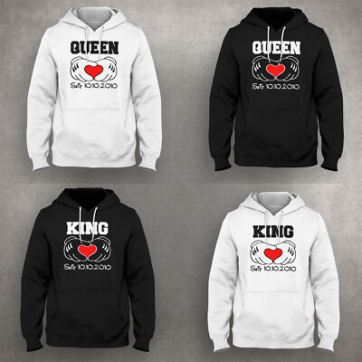 King 01 Queen 01 With Wish Date Heart In SET Sweatshirt Jumper Gift Valentine