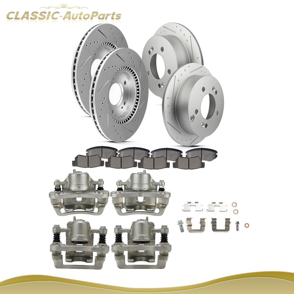 Front And Rear Brake Calipers & Rotors Ceramic Pads For 20062010 Kia