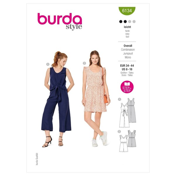Burda 6134 Misses Overalls NäHen Muster GrößEn 8 - 18 FäHigkeit: Einfach-image